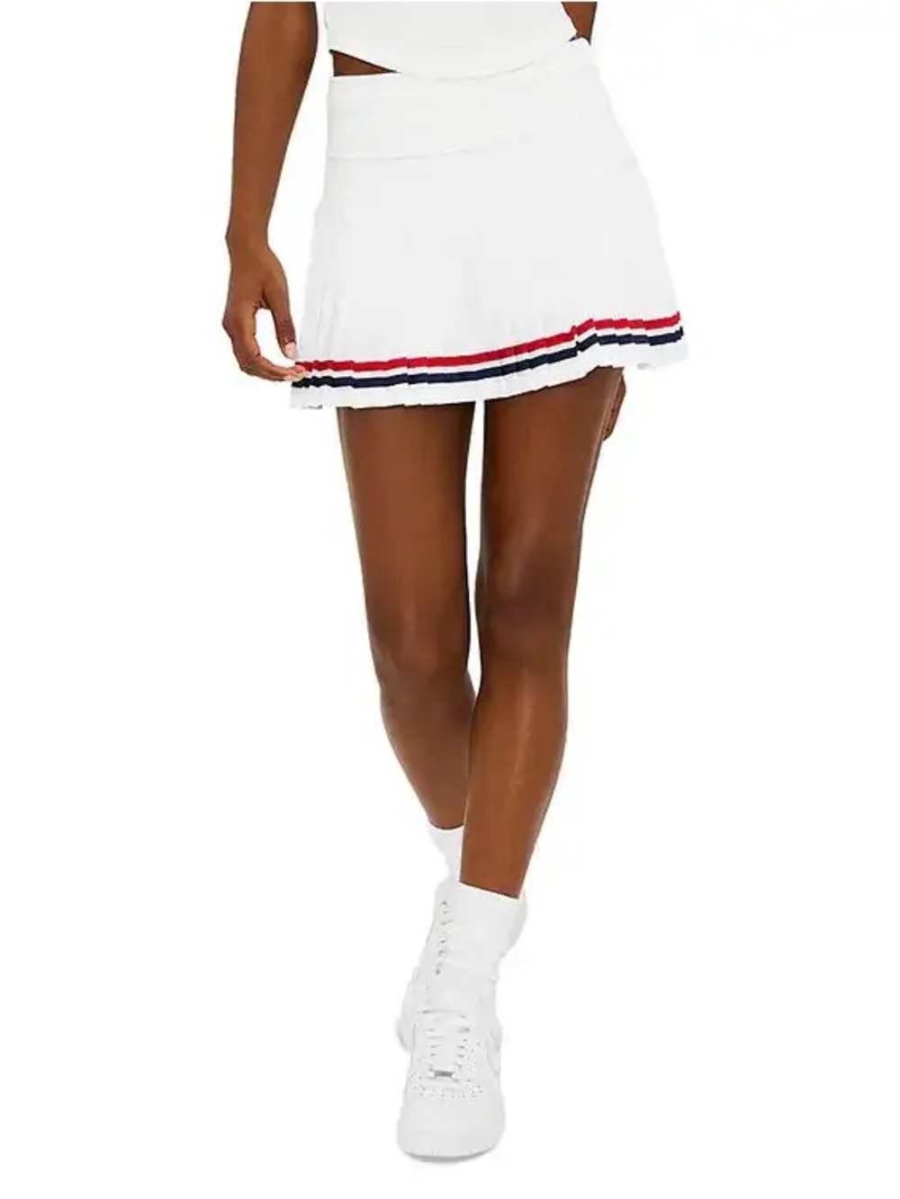 BEACH RIOT Gloria Tennis Americana RED WHITE & BLUE Striped Foldover Waist MED